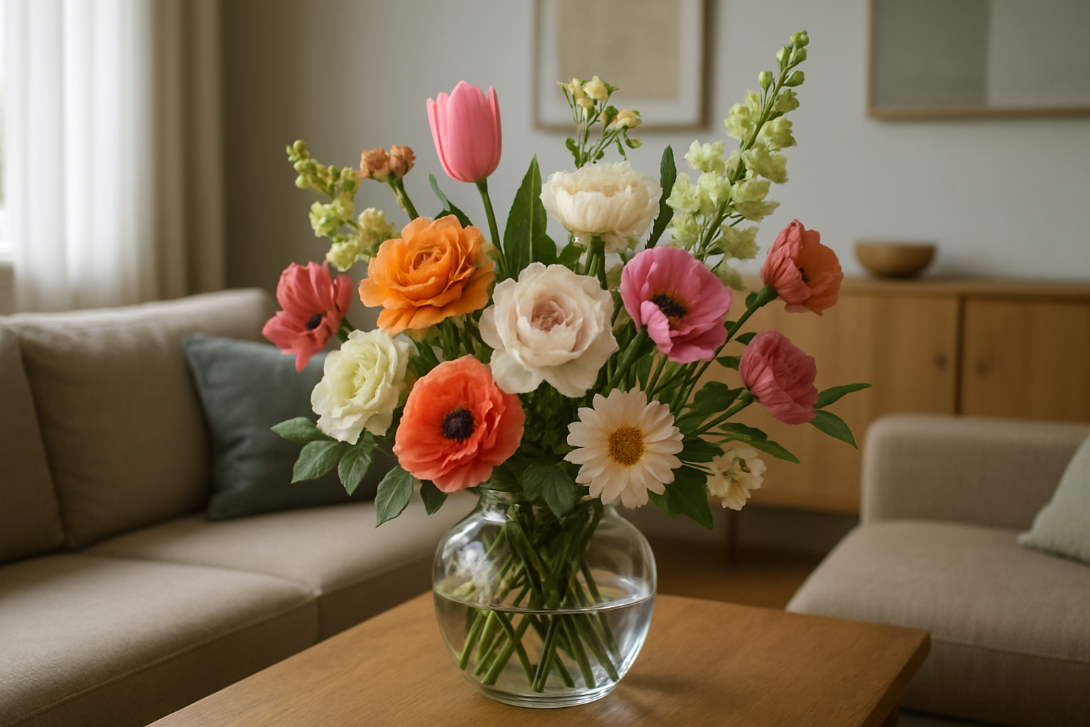 Bloemen die blijven: een kunstboeket in het interieur
